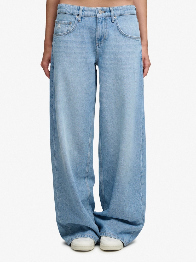 Superdry Blue Mid Rise Baggy Jeans - Image 1 of 8