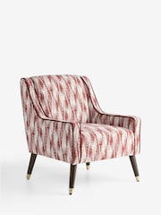 Nina Campbell Rowan Ikat Wine Red Rosebury Accent Chair - Image 1 of 4