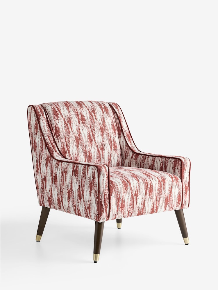 Nina Campbell Rowan Ikat Wine Red Rosebury Accent Chair - Image 1 of 4
