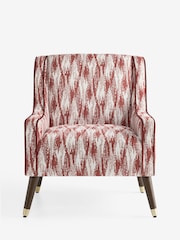 Nina Campbell Rowan Ikat Wine Red Rosebury Accent Chair - Image 2 of 4