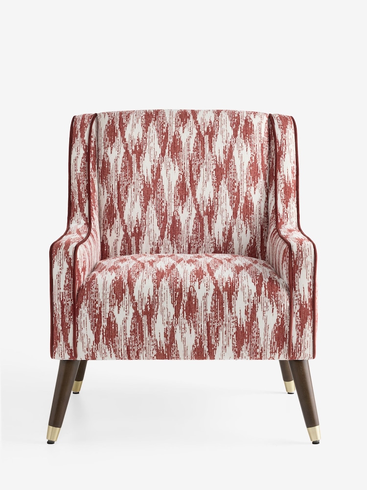Nina Campbell Rowan Ikat Wine Red Rosebury Accent Chair - Image 2 of 4