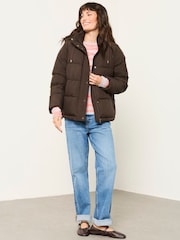 FatFace Carly Chocolate Brown Petite Short Puffer Jacket - Image 4 of 6