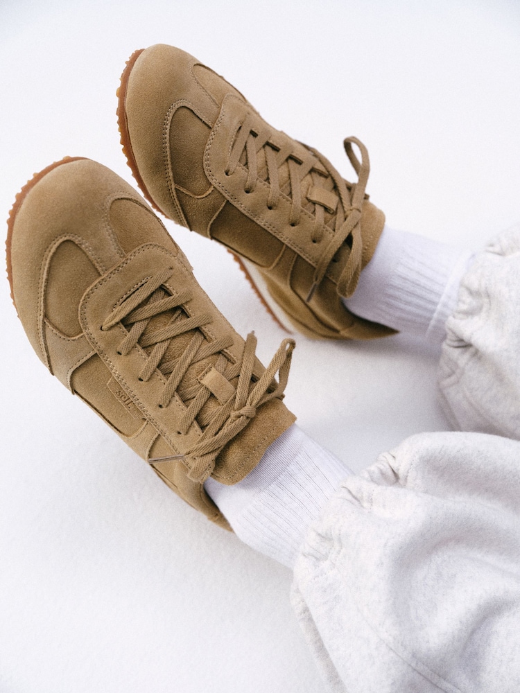 self. Neutral Slim Suede Mix Trainers - Image 1 of 7 self. Neutral Slim Suede Mix Trainers - Image 1 of 7