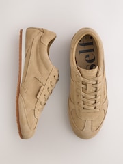 self. Neutral Slim Suede Mix Trainers - Image 3 of 7