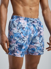 BOSS Blue Floral Piranha Printed Swim Shorts - Image 2 of 5