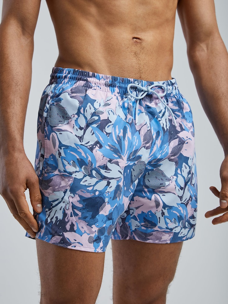 BOSS Blue Floral Piranha Printed Swim Shorts - Image 2 of 5
