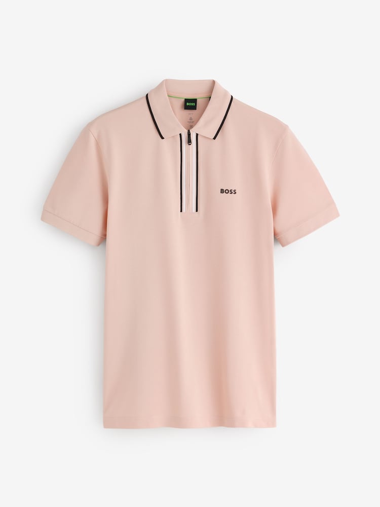 BOSS Orange Philix Tipped Zip Neck Polo Shirt - Image 1 of 1