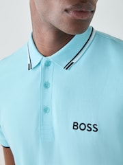 BOSS Blue Paddy Pro Tipped Collar Polo Shirt - Image 3 of 4