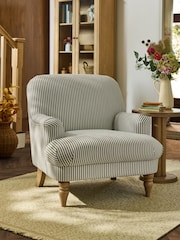 Laura Ashley Ullswater Stripe Green Clipsham Accent Chair - Image 1 of 7