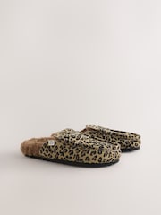 Animal/Brown Suede Footbed Slippers - Image 2 of 5