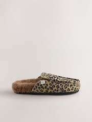 Animal/Brown Suede Footbed Slippers - Image 3 of 5