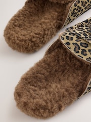 Animal/Brown Suede Footbed Slippers - Image 5 of 5