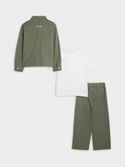 River Island Green Twill Shacket & Trouser Set 3 Piece - Image 2 of 5