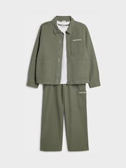 River Island Green Twill Shacket & Trouser Set 3 Piece - Image 3 of 5