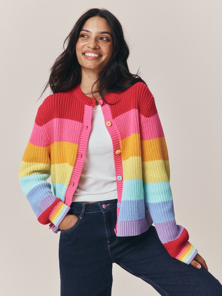 Little Bird by Jools Oliver Rainbow Stripe Knitted Cardigan - Image 1 of 16