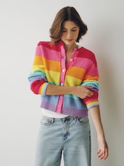 Little Bird by Jools Oliver Rainbow Stripe Knitted Cardigan - Image 2 of 16