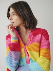Little Bird by Jools Oliver Rainbow Stripe Knitted Cardigan - Image 3 of 16