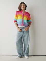 Little Bird by Jools Oliver Rainbow Stripe Knitted Cardigan - Image 5 of 16