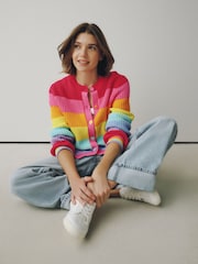Little Bird by Jools Oliver Rainbow Stripe Knitted Cardigan - Image 6 of 16
