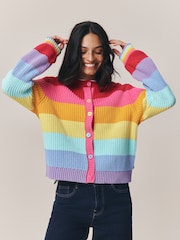 Little Bird by Jools Oliver Rainbow Stripe Knitted Cardigan - Image 7 of 16