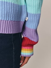 Little Bird by Jools Oliver Rainbow Stripe Knitted Cardigan - Image 9 of 16