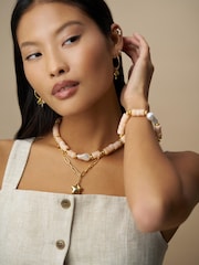 Orelia London Gold Tone Statement Pearl & Bead Bracelet - Image 1 of 3