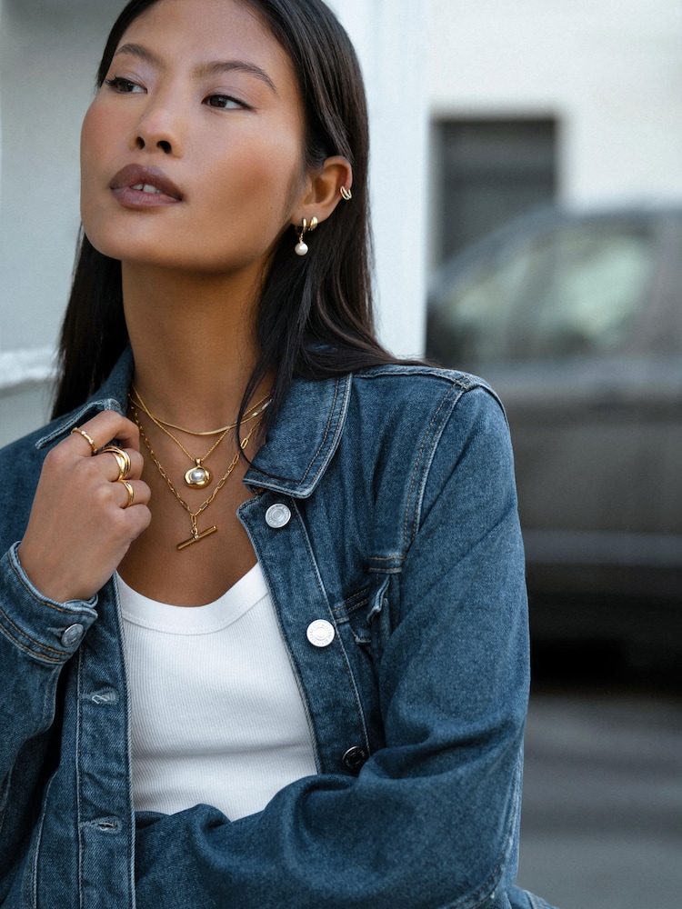 Orelia London Gold Tone Statement Molten Pearl Necklace - Image 2 of 5 Orelia London Gold Tone Statement Molten Pearl Necklace - Image 2 of 5