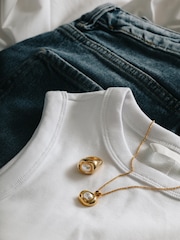 Orelia London Gold Tone  Statement Molten Pearl Necklace - Image 3 of 5