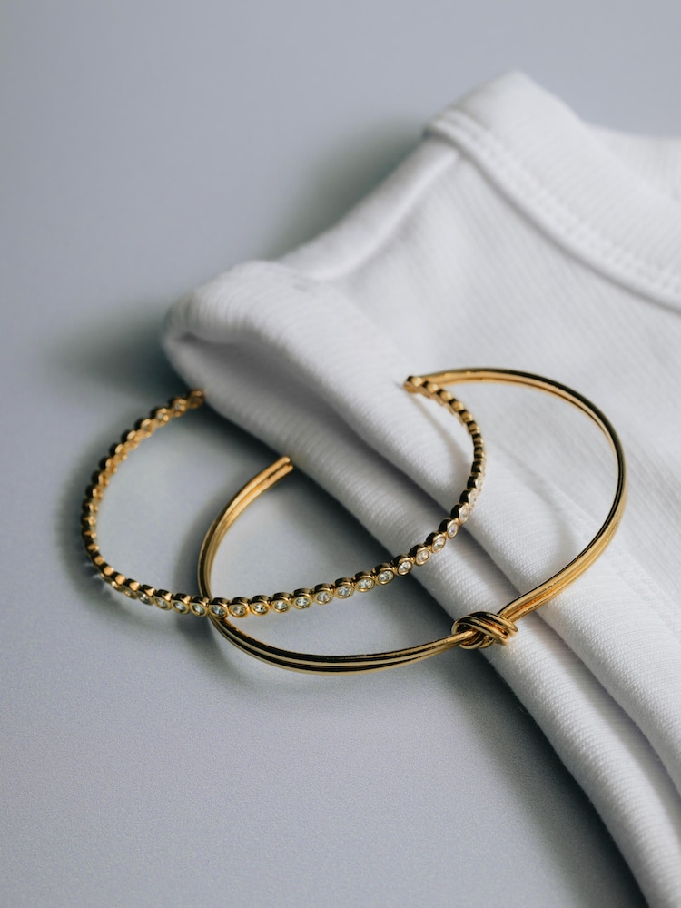 Orelia London Linear Knot & Crystal Wrist Stacking Gold Tone Set - Image 2 of 3 Orelia London Linear Knot & Crystal Wrist Stacking Gold Tone Set - Image 2 of 3