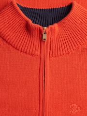 Superdry Orange Classic Cotton Knit Half Zip Jumper - Image 6 of 6