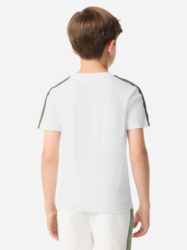 Lacoste White Taping T-Shirt - Image 2 of 7