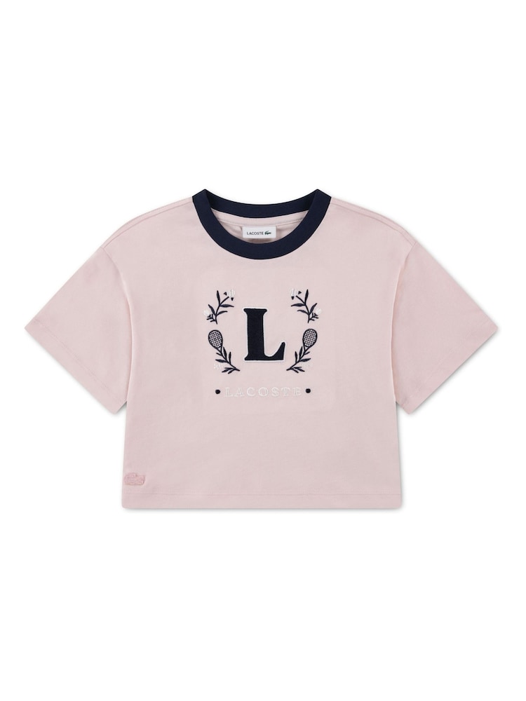Lacoste Pink Crest Relaxed T-Shirt - Image 1 of 3
