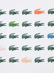 Lacoste White Croc Grid T-Shirt - Image 6 of 7