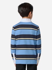 Lacoste Blue Tennis Rugby Stripe Polo Shirt - Image 3 of 7