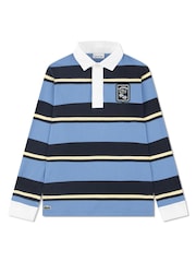 Lacoste Blue Tennis Rugby Stripe Polo Shirt - Image 4 of 7