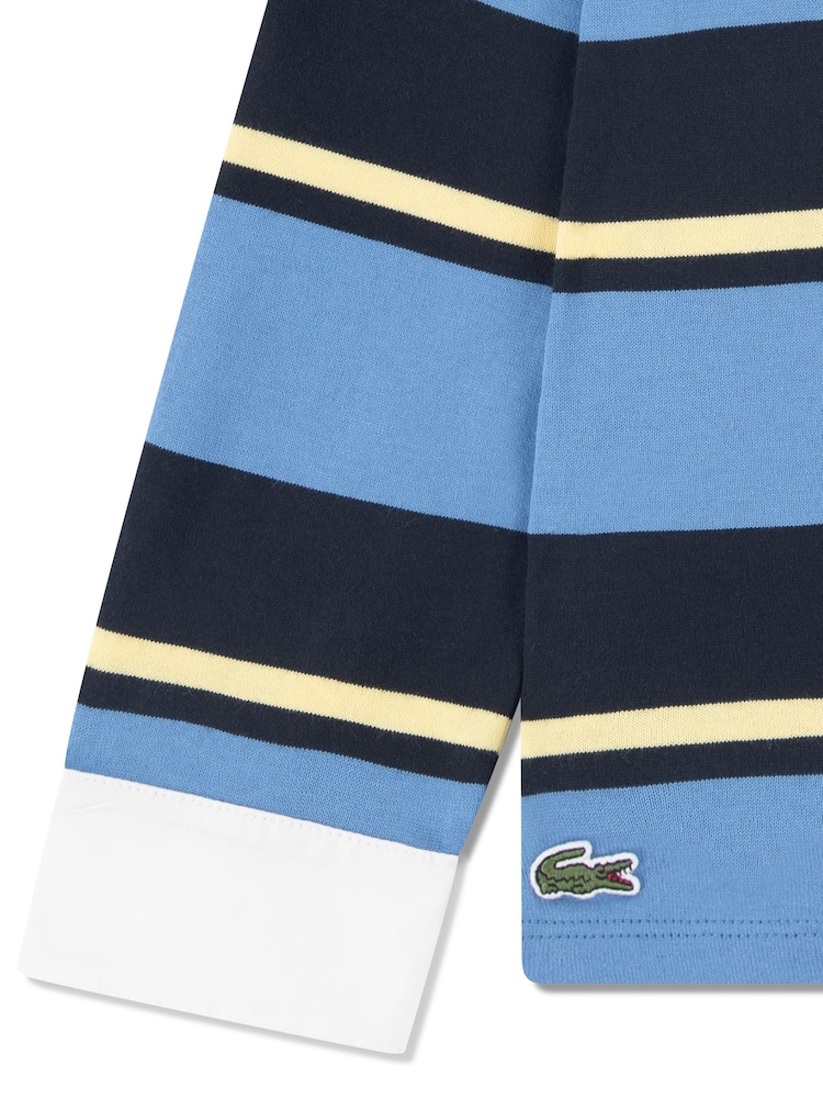 Lacoste Blue Tennis Rugby Stripe Polo Shirt - Image 7 of 7