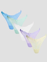 Lavender/Butter Yellow/Pistachio/Cornflower/White - حزمة من 5 قطع سراويل داخلية عالية الساق من الدانتيل Fran من Boux Avenue - صورة 1 من 6