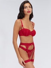 Boux Avenue Pillar Box Red Angelique Mesh Balconette Bra - Image 5 of 7