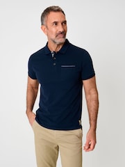 Saltwell Blue Cotton Short Sleeve Polo Shirt - Image 1 of 7
