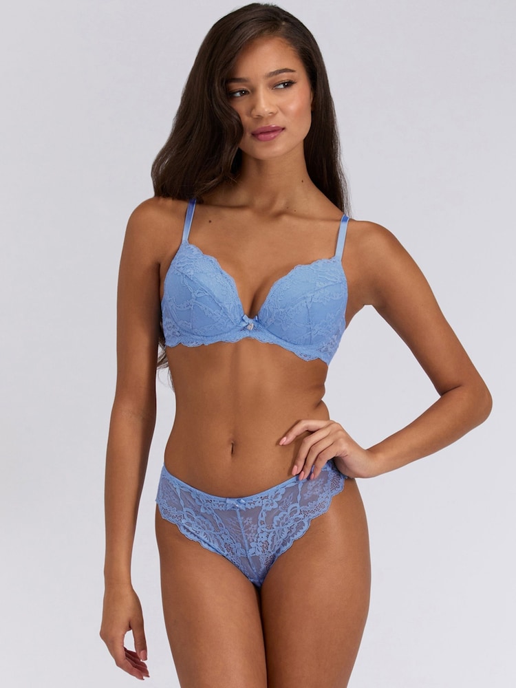 Boux Avenue Cornflower Blue Thong Mollie 24 Lace Knickers - Image 1 of 4 Boux Avenue Cornflower Blue Thong Mollie 24 Lace Knickers - Image 1 of 4