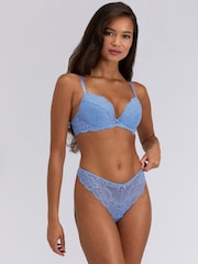 Boux Avenue Cornflower Blue Thong Mollie 24 Lace Knickers - Image 3 of 4