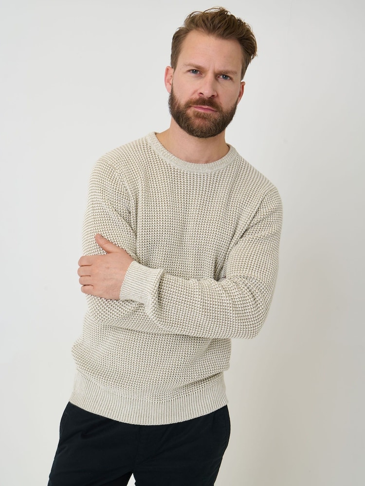 Saltwell Cream Textured Crew Neck Jumper - Image 1 of 5 Saltwell Cream Textured Crew Neck Jumper - Image 1 of 5