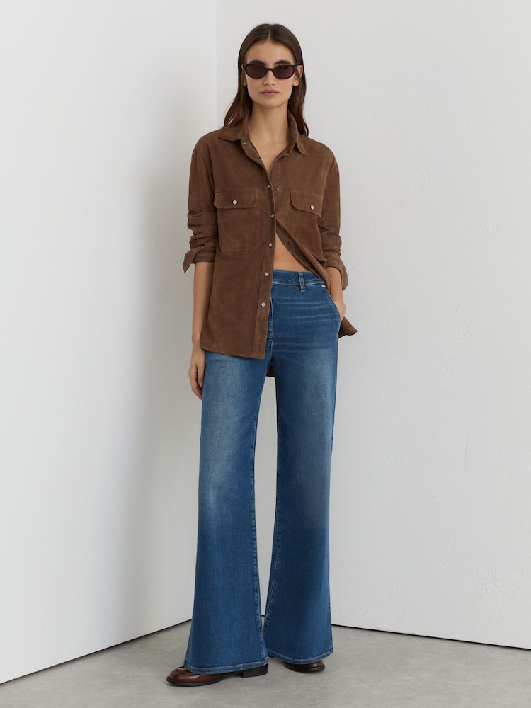 Reiss Mid Blue Addie Wide-Leg Jeans - Image 10 of 10
