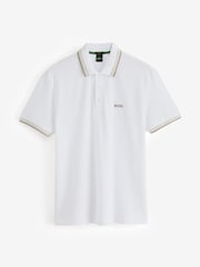 BOSS White/Green Regular Fit Short Sleeve Paddy Polo Shirt - Image 5 of 6