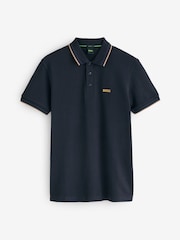 BOSS Navy Paddy Tipped Collar Polo Shirt - Image 2 of 2