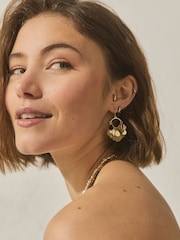 金色 - Statement Disc Earrings - 圖片 1/6