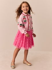 Pink Crocheted Cherries - Little Bird Cardigan & Skirt Set - Εικόνα 2 από 9