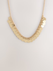 金色 - Disc Chain Statement Necklace - 圖片 2/4