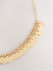 金色 - Disc Chain Statement Necklace - 圖片 3/4