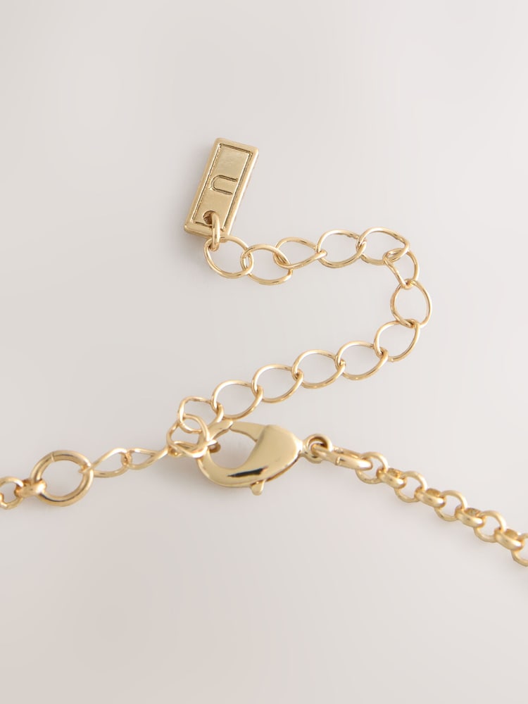 金色 - Disc Chain Statement Necklace - 圖片 4/4